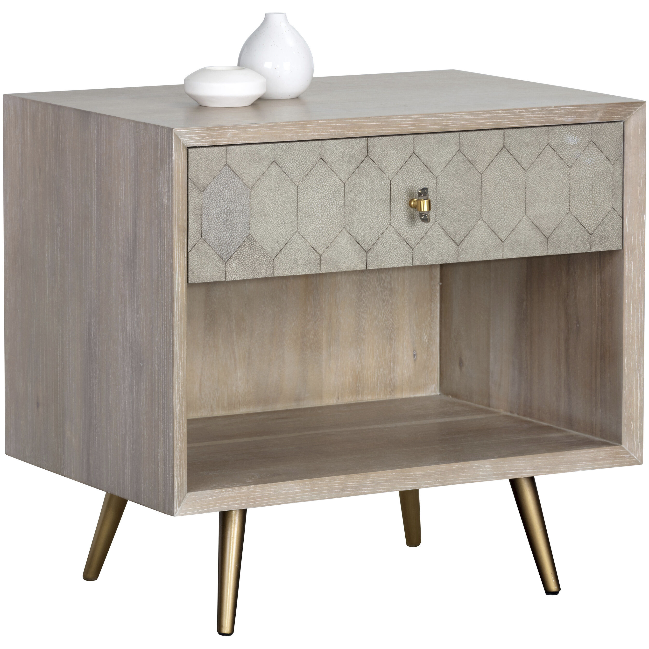 Aniston 28 X 26 inch White Ceruse / Taupe Shagreen Night Stand